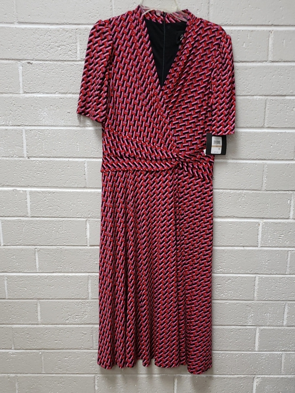 Pink Geometric Midi Dress Size 12